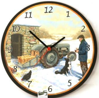 Snowy Little Grey Fergie Tractor Clock - Click Image to Close